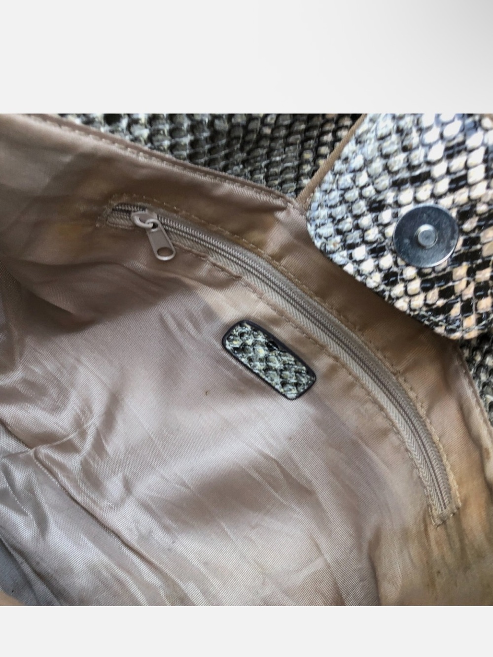 Nicole Snake-Print Shoulder Bag in Beige and Black - Picture 5 of 6